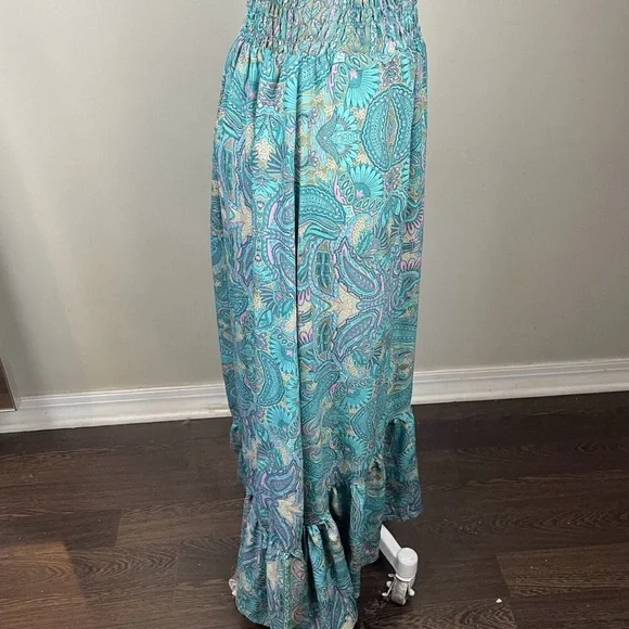 Anthropologie Boemo Turquoise and Pink Paisley Maxi Dress - Picture 5 of 14